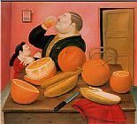 Man drink Orange Juice by Fernando Botero
